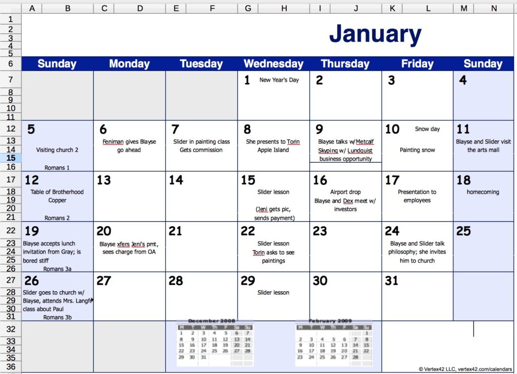 When the timeline for Hope and Pride got too complicated, I copied the scenes onto a calendar.